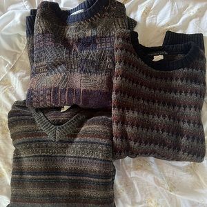 bundle of 3 dark patterned big chunky grandpa sweaters